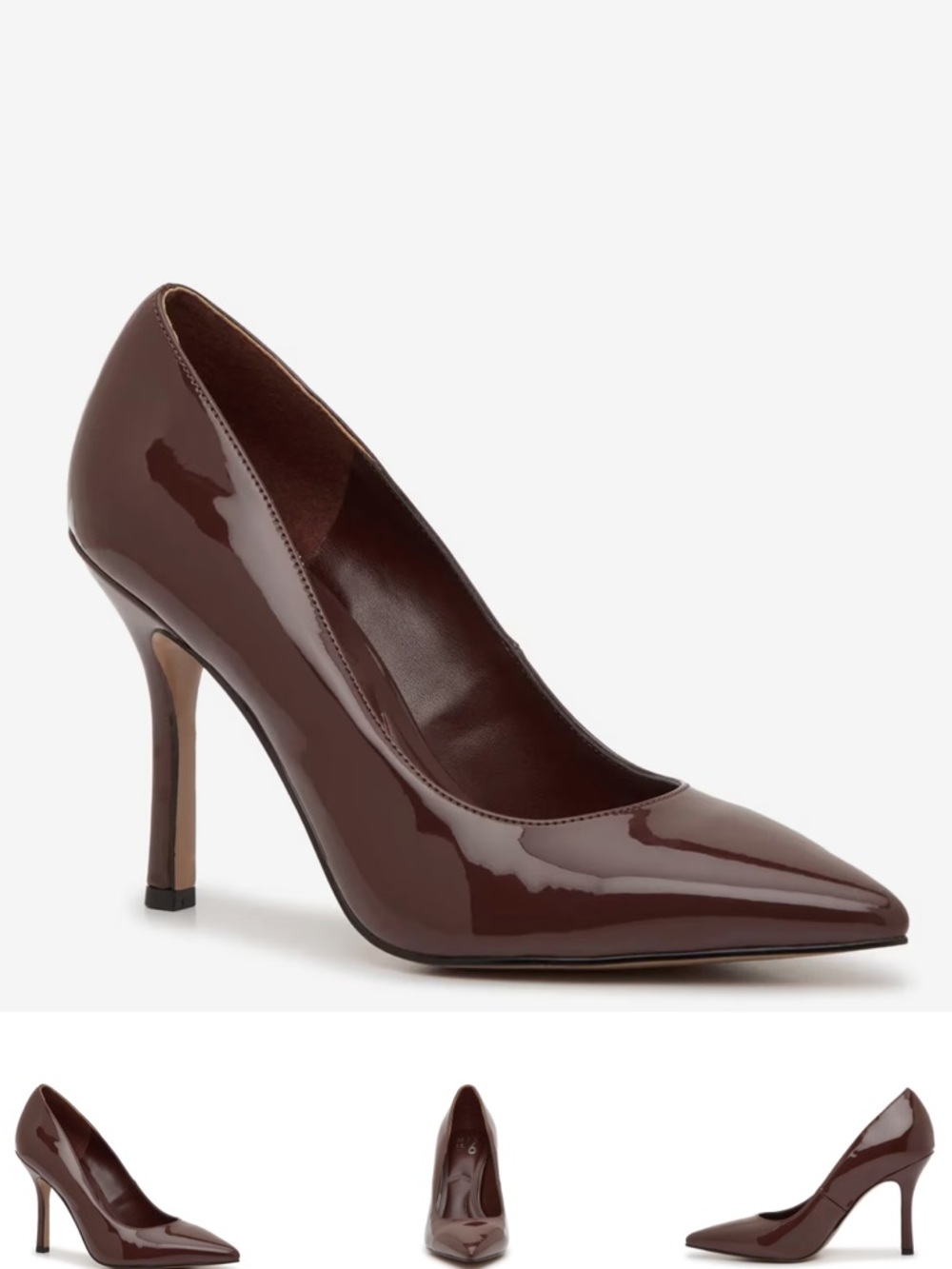 Point-Toe Patent Pump - Brown